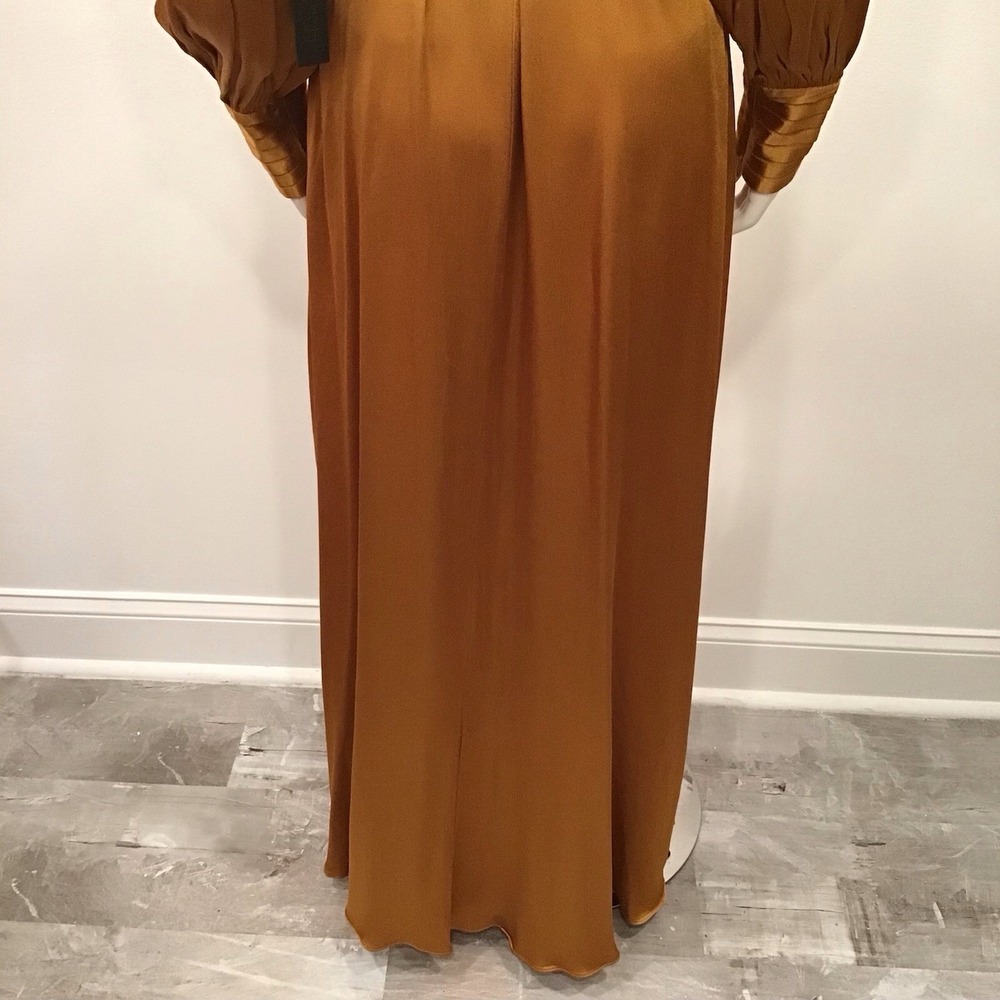 House of Harlow 1960 maxi Wrap dress Pumpkin Spice Orange Satin Medium W Flaw - Picture 9 of 16